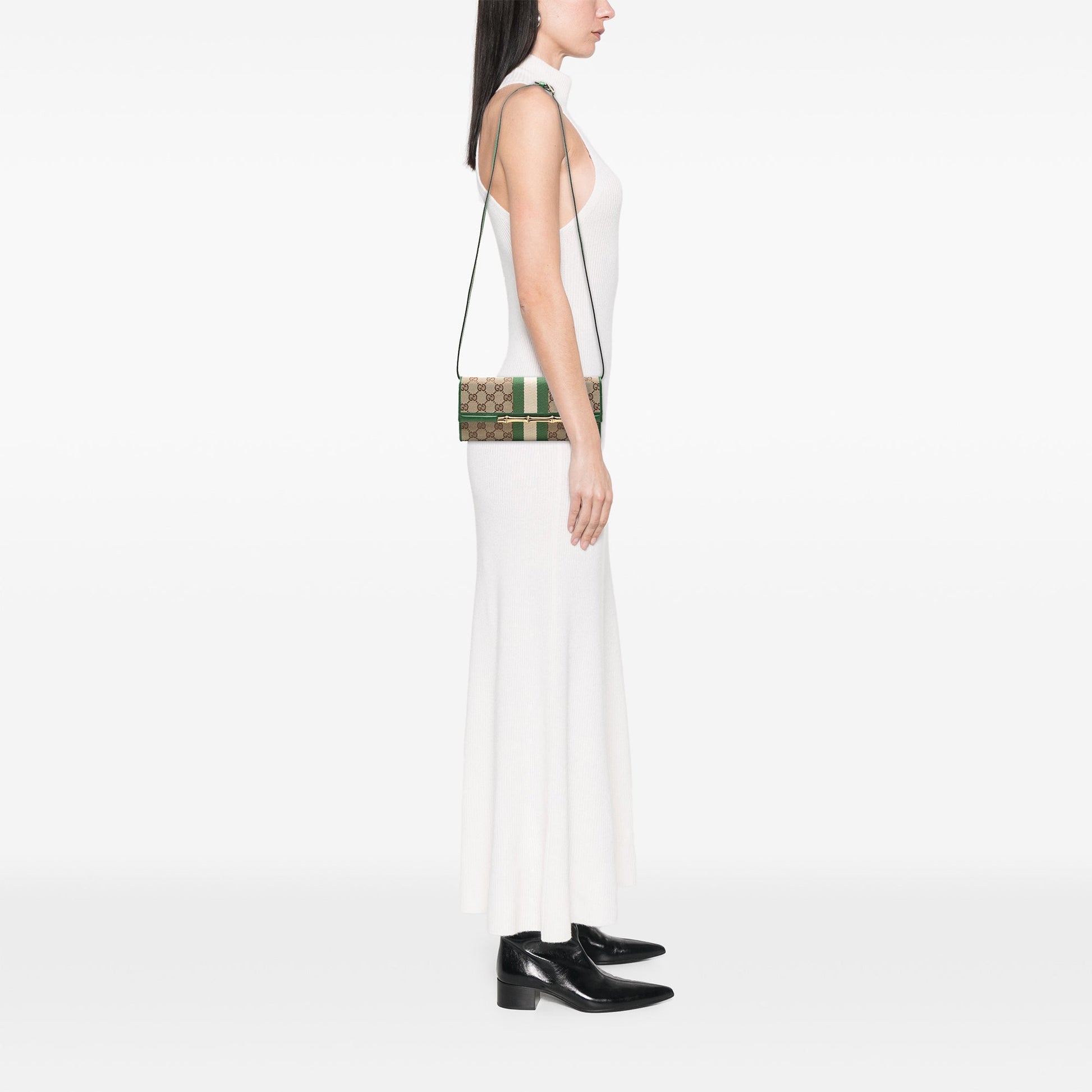 Gucci GG Canvas Web Bamboo Bar Crossbody