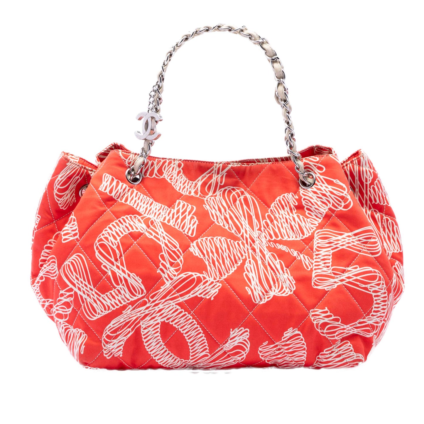 Chanel CC Quilted Cotton Coral Print Chain Tote