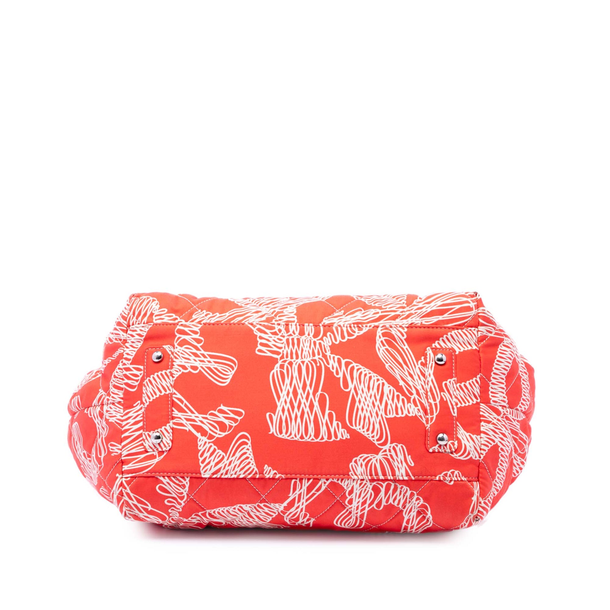 Chanel CC Quilted Cotton Coral Print Chain Tote