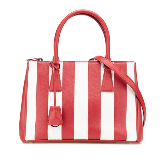 Prada Small Bicolor Saffiano Galleria Double Zip Satchel