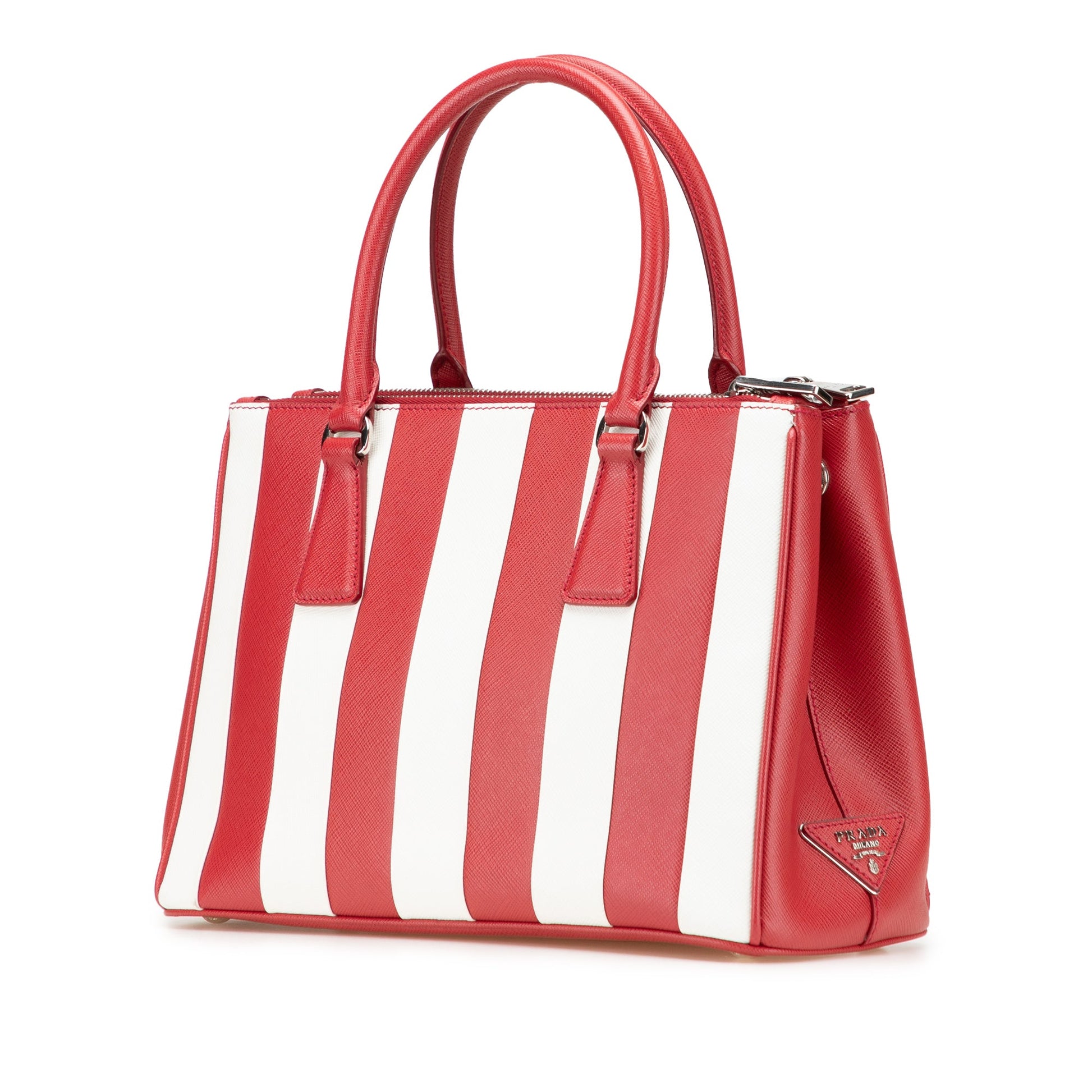 Prada Small Bicolor Saffiano Galleria Double Zip Satchel
