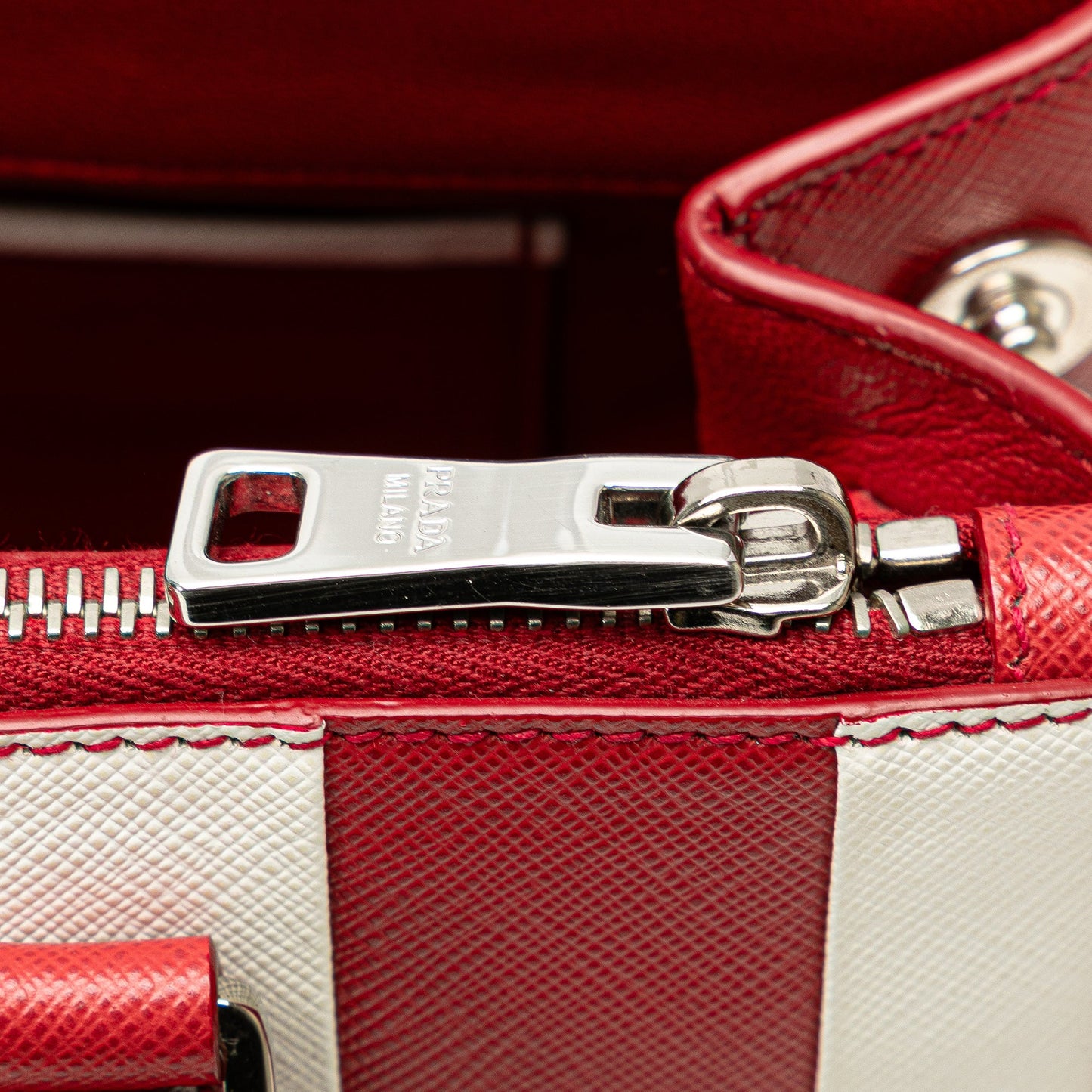 Prada Small Bicolor Saffiano Galleria Double Zip Satchel