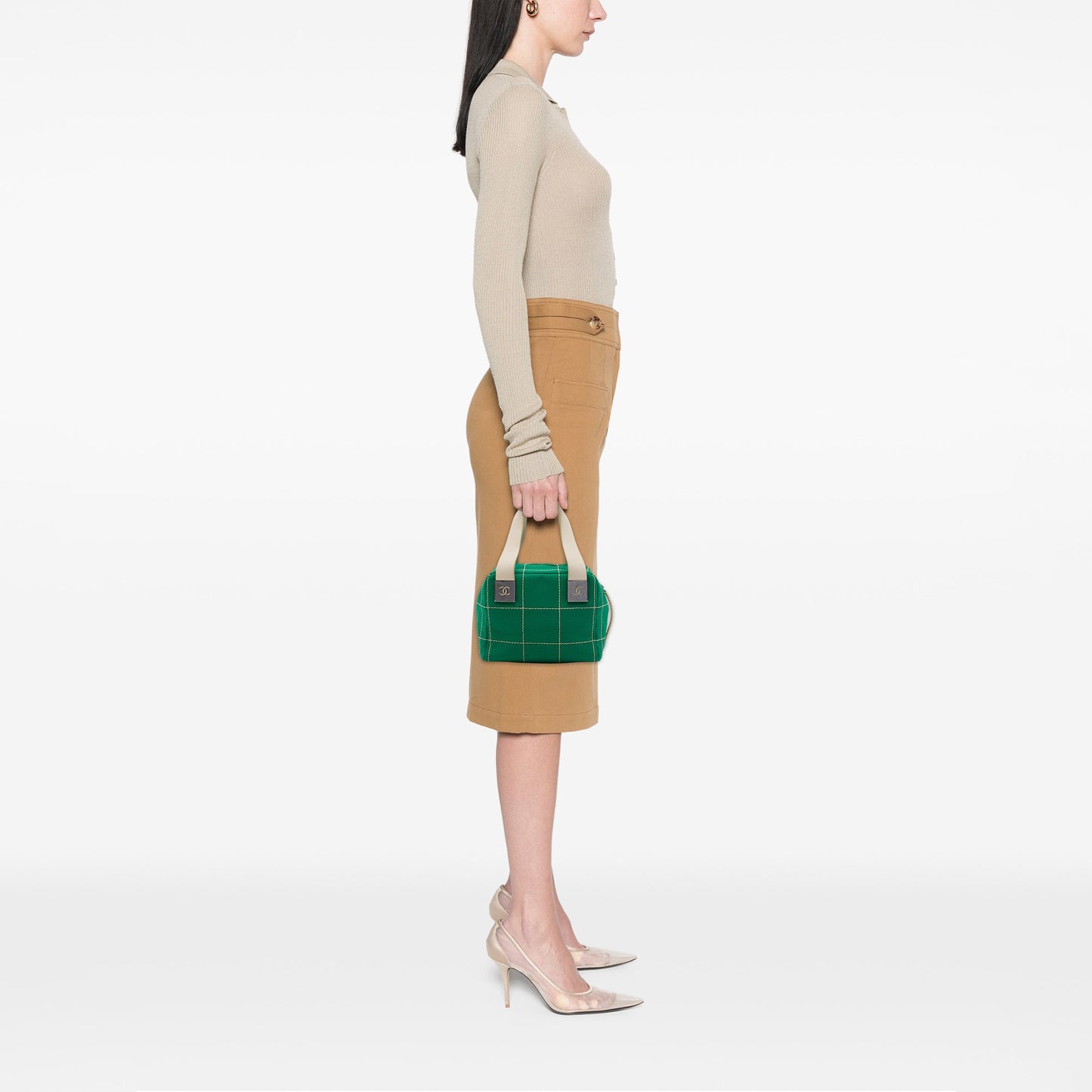 Chanel CC Chocolate Bar Canvas Wild Stitch Handbag