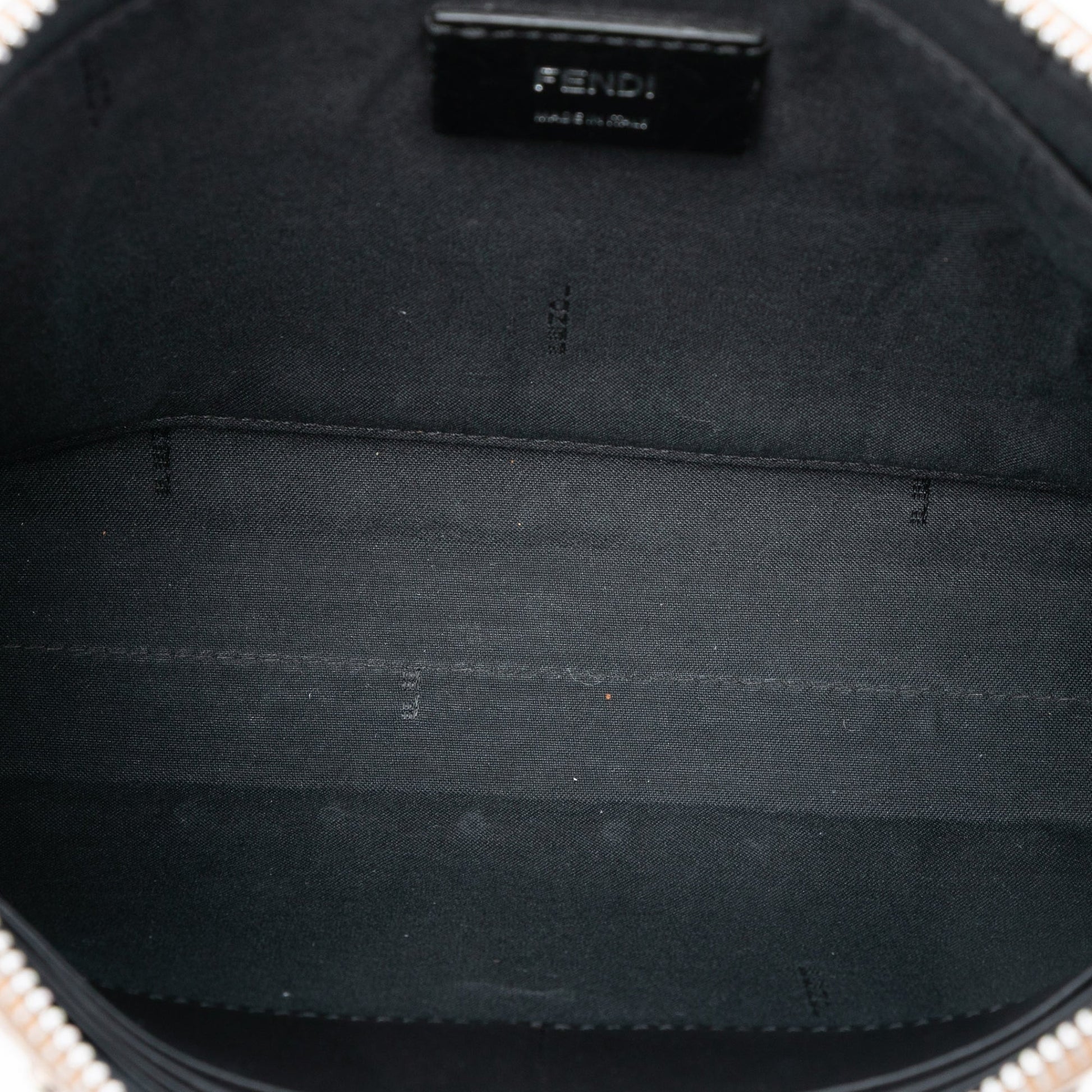 Fendi Studded Leather Trimmed Zucca Coated Canvas Clutch