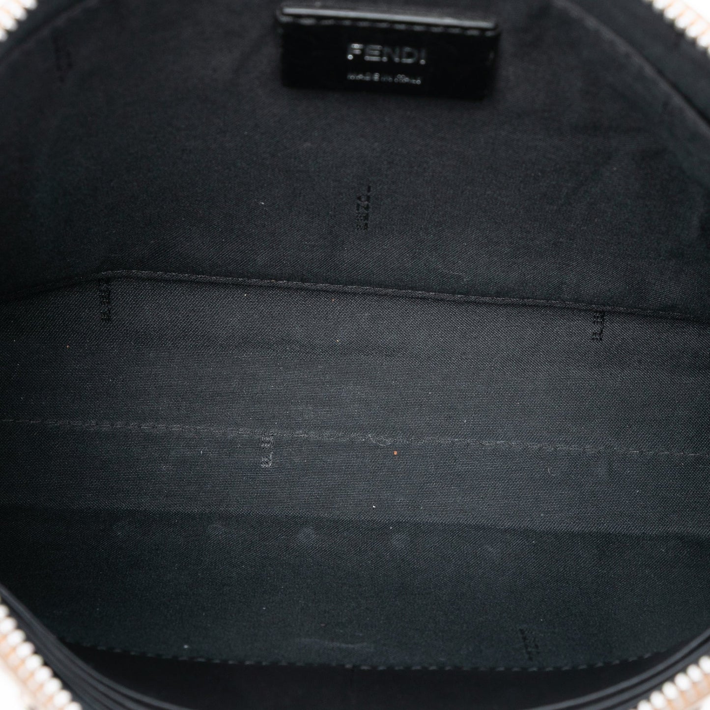 Fendi Studded Leather Trimmed Zucca Coated Canvas Clutch