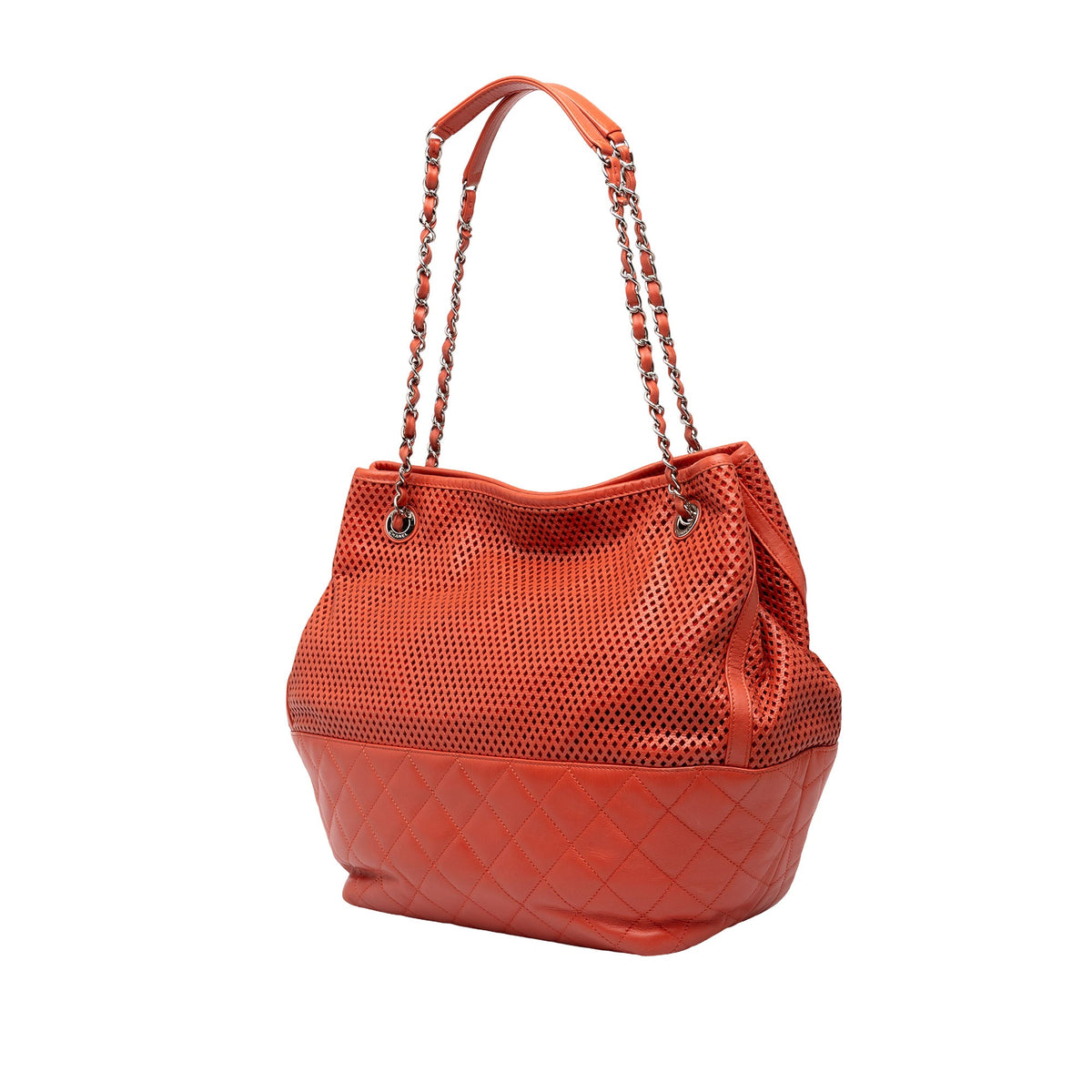 Chanel Perforated Calfskin Up In The Air North South Tote — Orange
