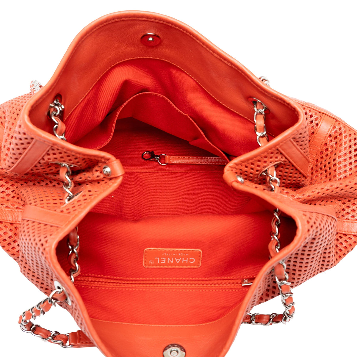 Chanel Perforated Calfskin Up In The Air North South Tote — Orange