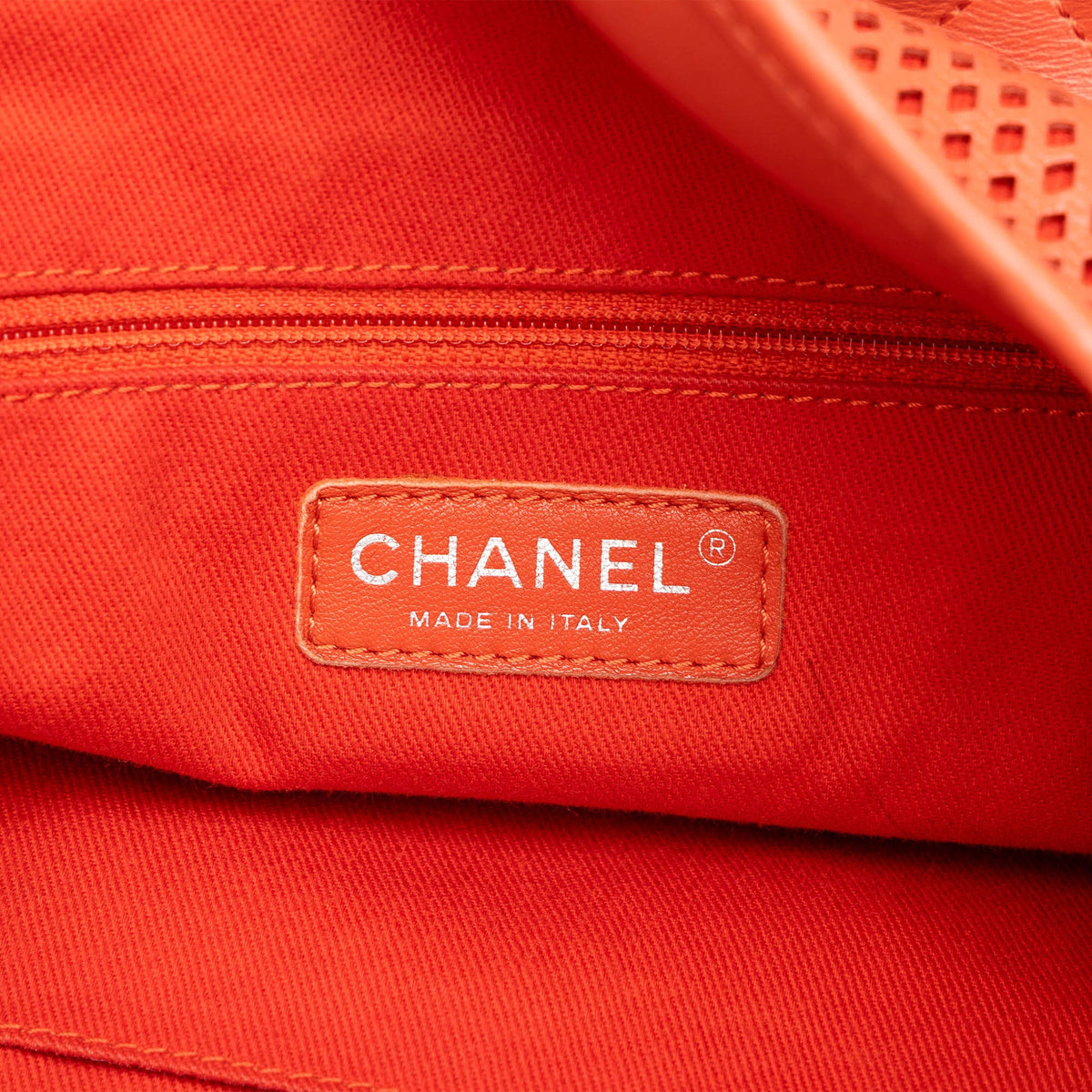 Chanel Perforated Calfskin Up In The Air North South Tote — Orange