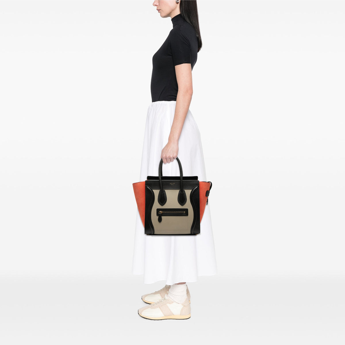 Celine Micro Tricolor Leather Luggage Tote