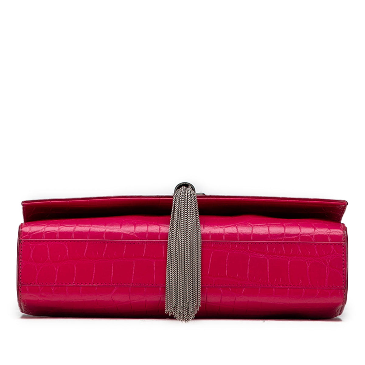 Saint Laurent Medium Croc Embossed Leather Kate Tassel Crossbody