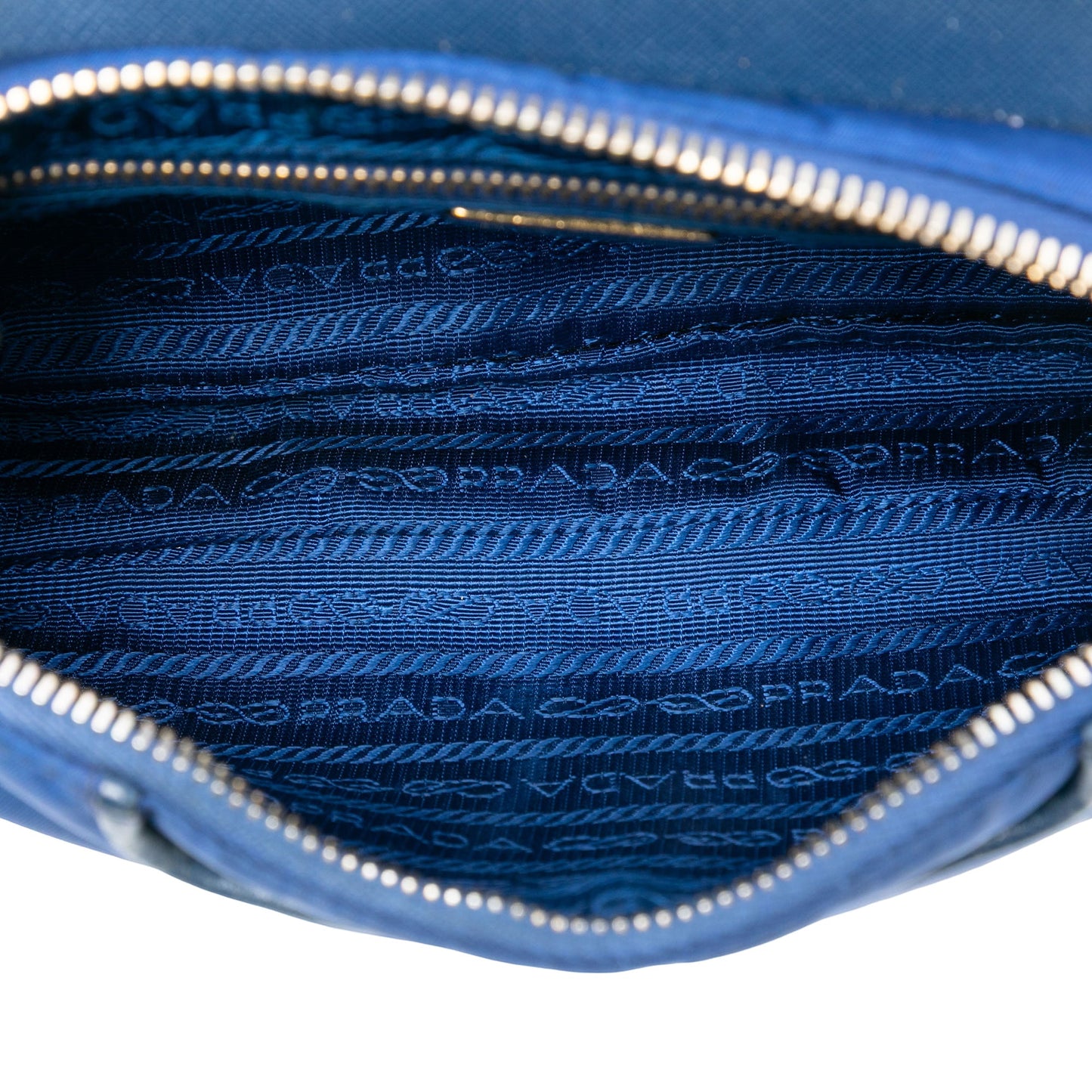 Prada Saffiano Trimmed Tessuto Chain Crossbody