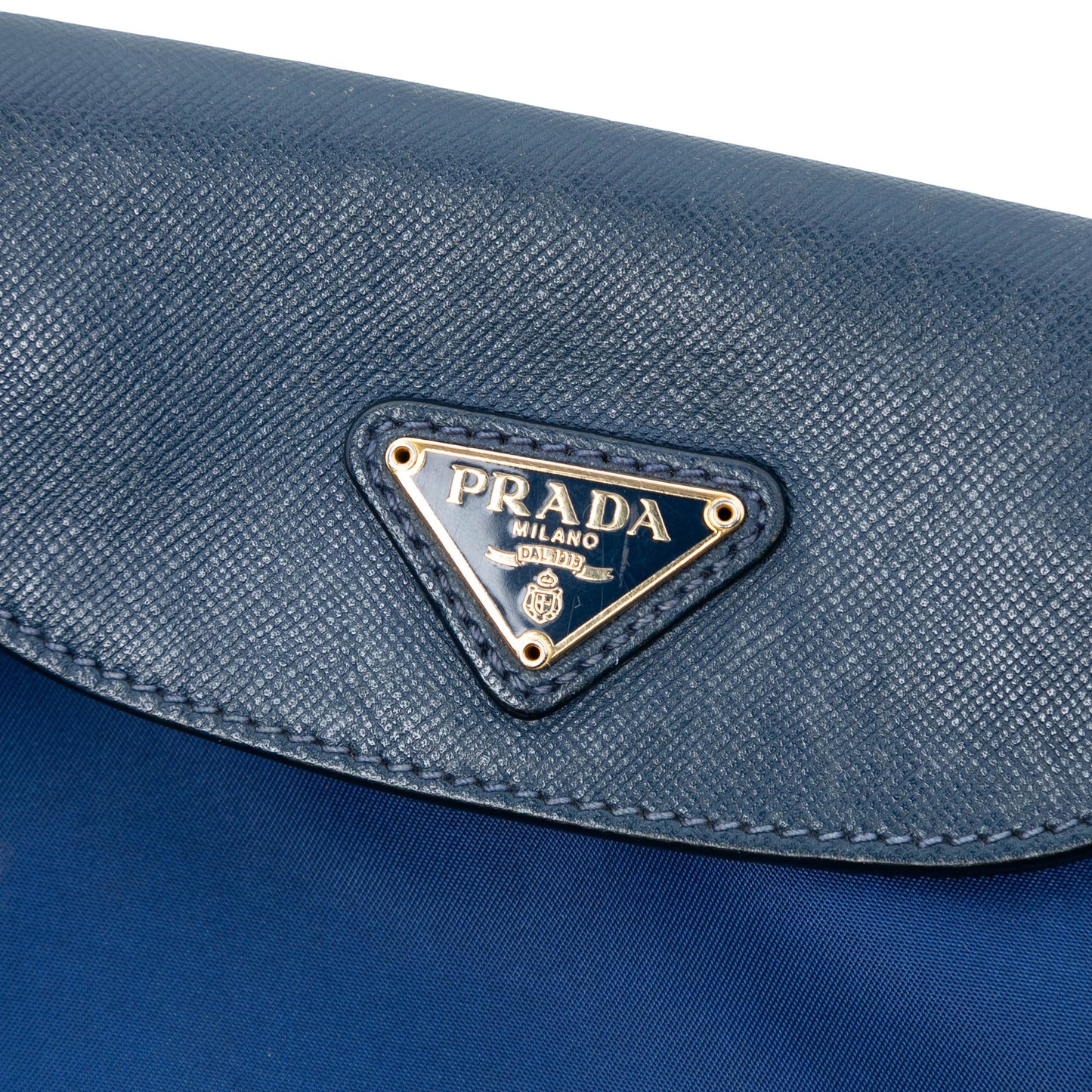 Prada Saffiano Trimmed Tessuto Chain Crossbody