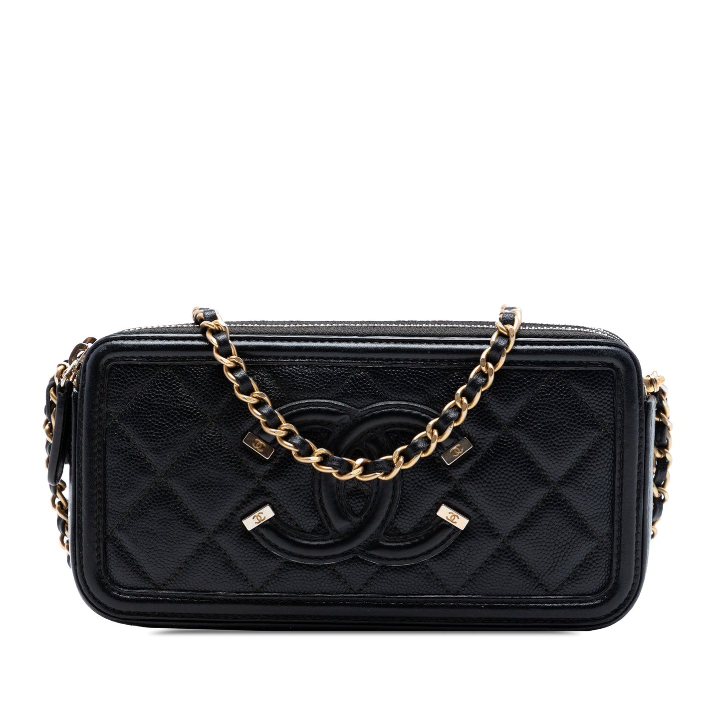 Chanel Caviar CC Filigree Clutch with Chain