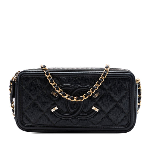 Chanel Caviar CC Filigree Clutch with Chain