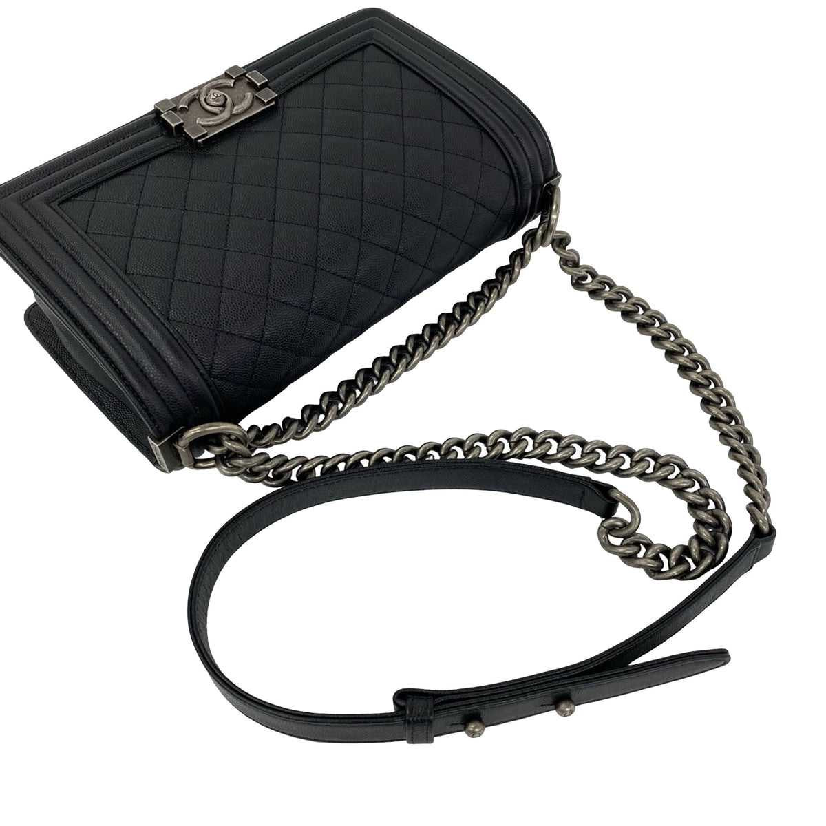 Chanel Old Medium Quilted Caviar Boy Flap