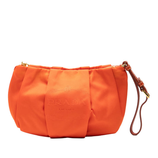 Prada Tessuto Canapa Logo Wristlet Clutch