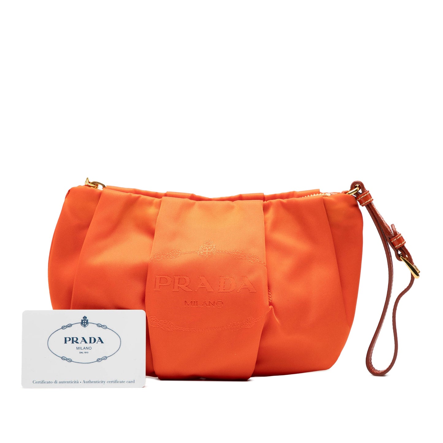 Prada Tessuto Canapa Logo Wristlet Clutch