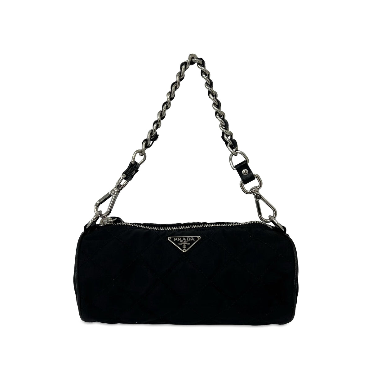 Prada Tessuto Chain Shoulder Bag — Black