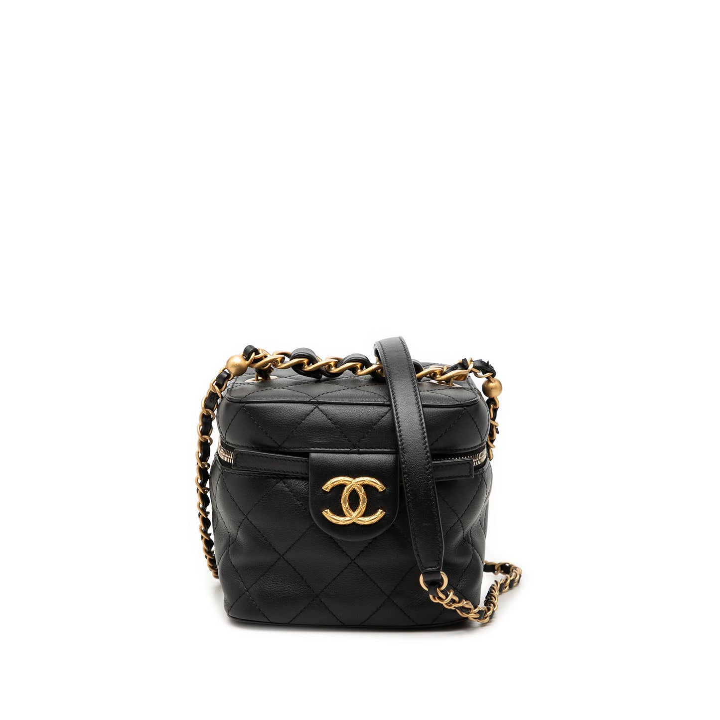 Chanel Small Quilted Calfskin Chain Bar Vanity Case with Chain