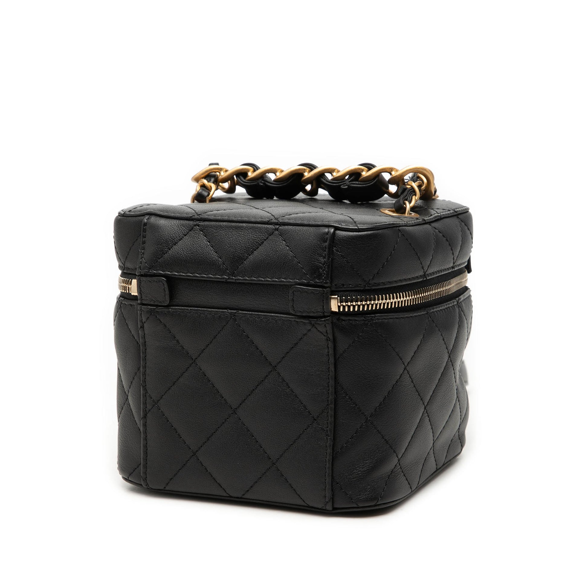 Chanel Small Quilted Calfskin Chain Bar Vanity Case with Chain