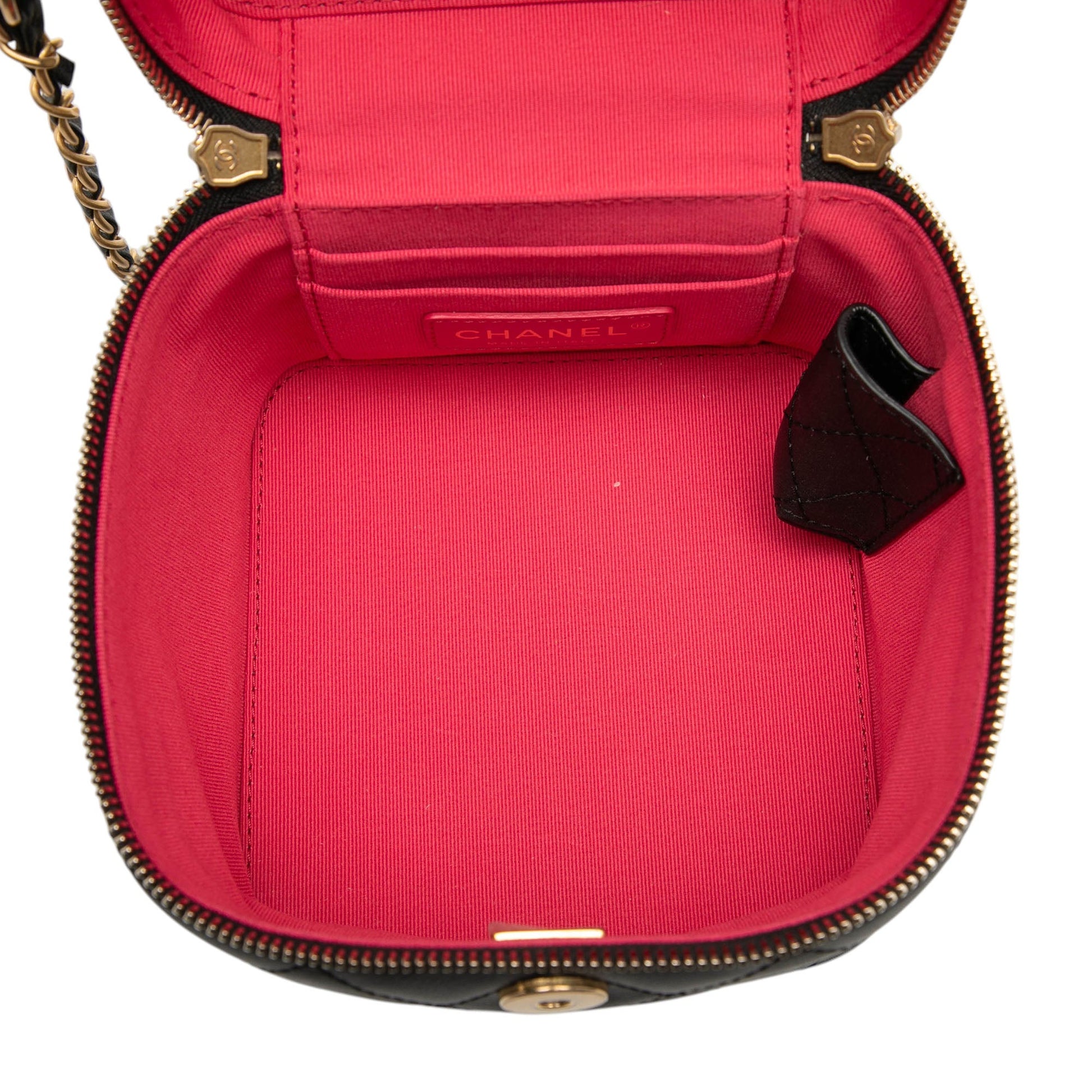 Chanel Small Quilted Calfskin Chain Bar Vanity Case with Chain