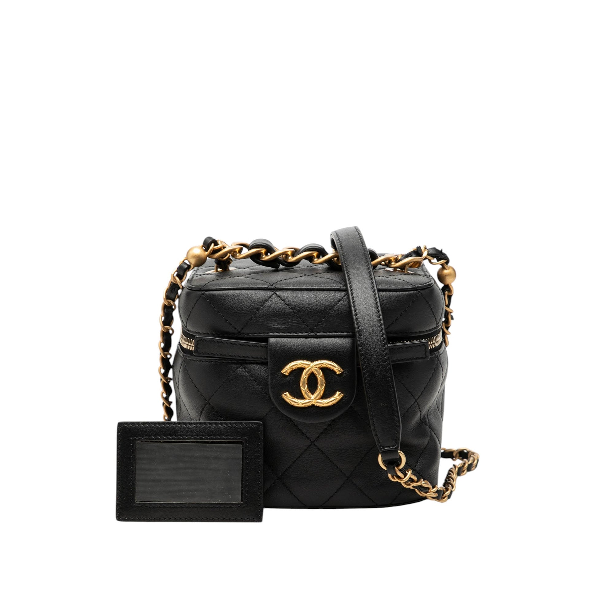 Chanel Small Quilted Calfskin Chain Bar Vanity Case with Chain