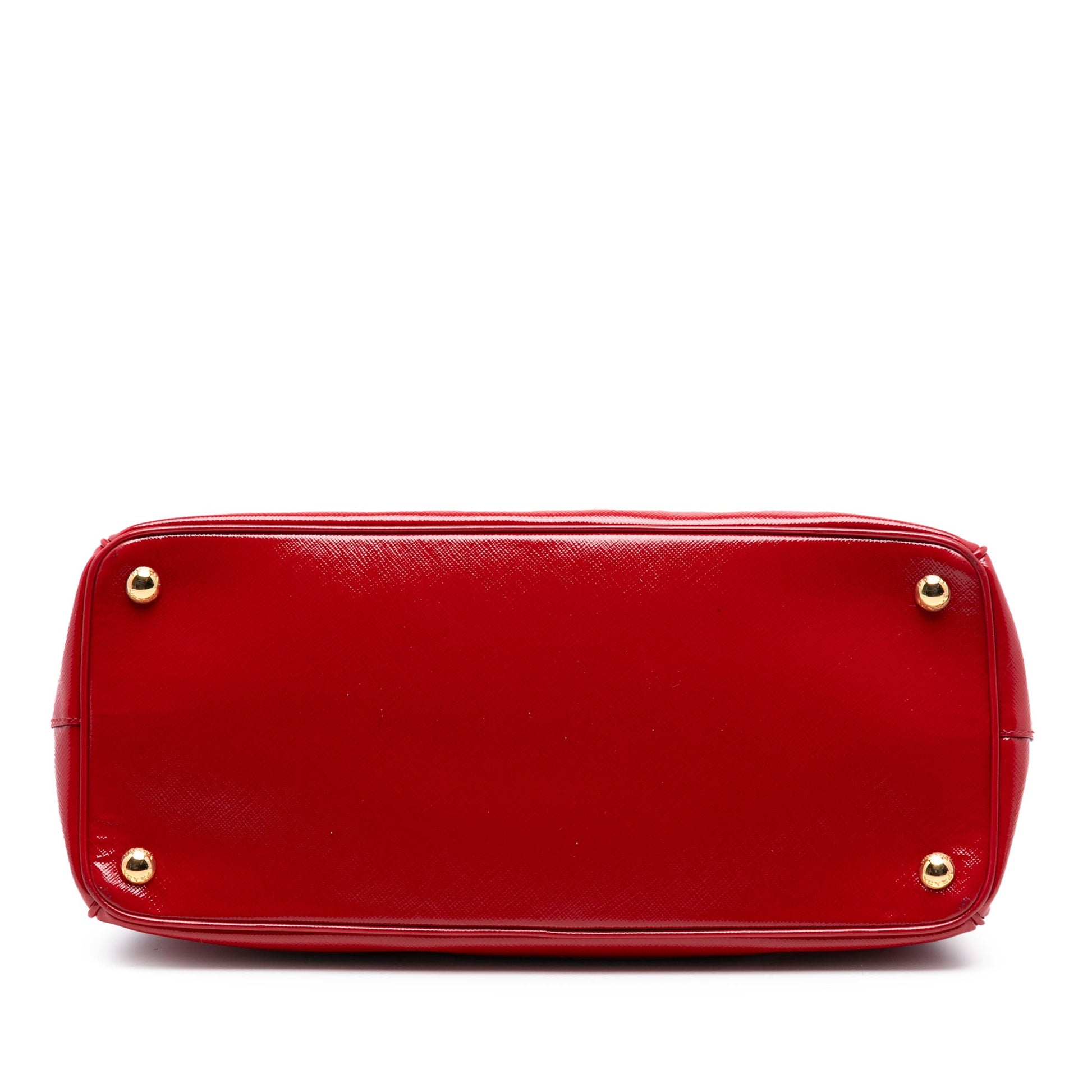 Prada Medium Saffiano Vernice Galleria Double Zip Satchel