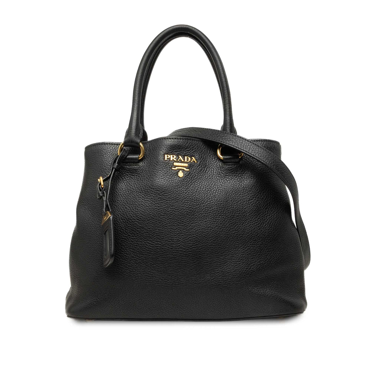 Prada Vitello Daino Open Convertible Tote — Black