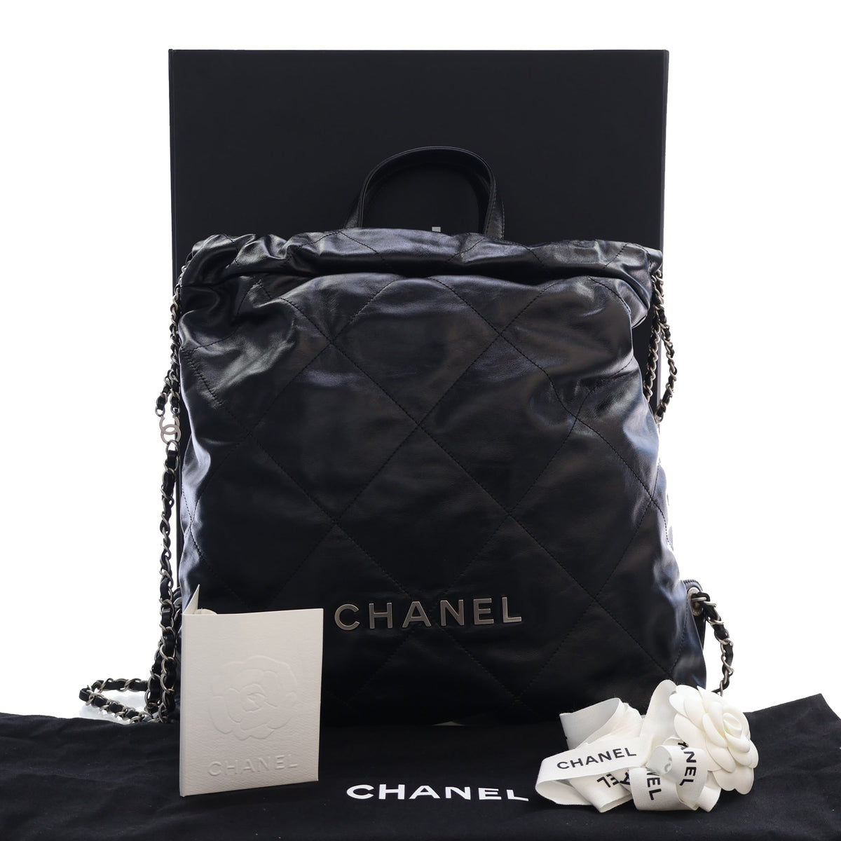 Chanel Large Quilted Shiny Calfskin 22 Backpack