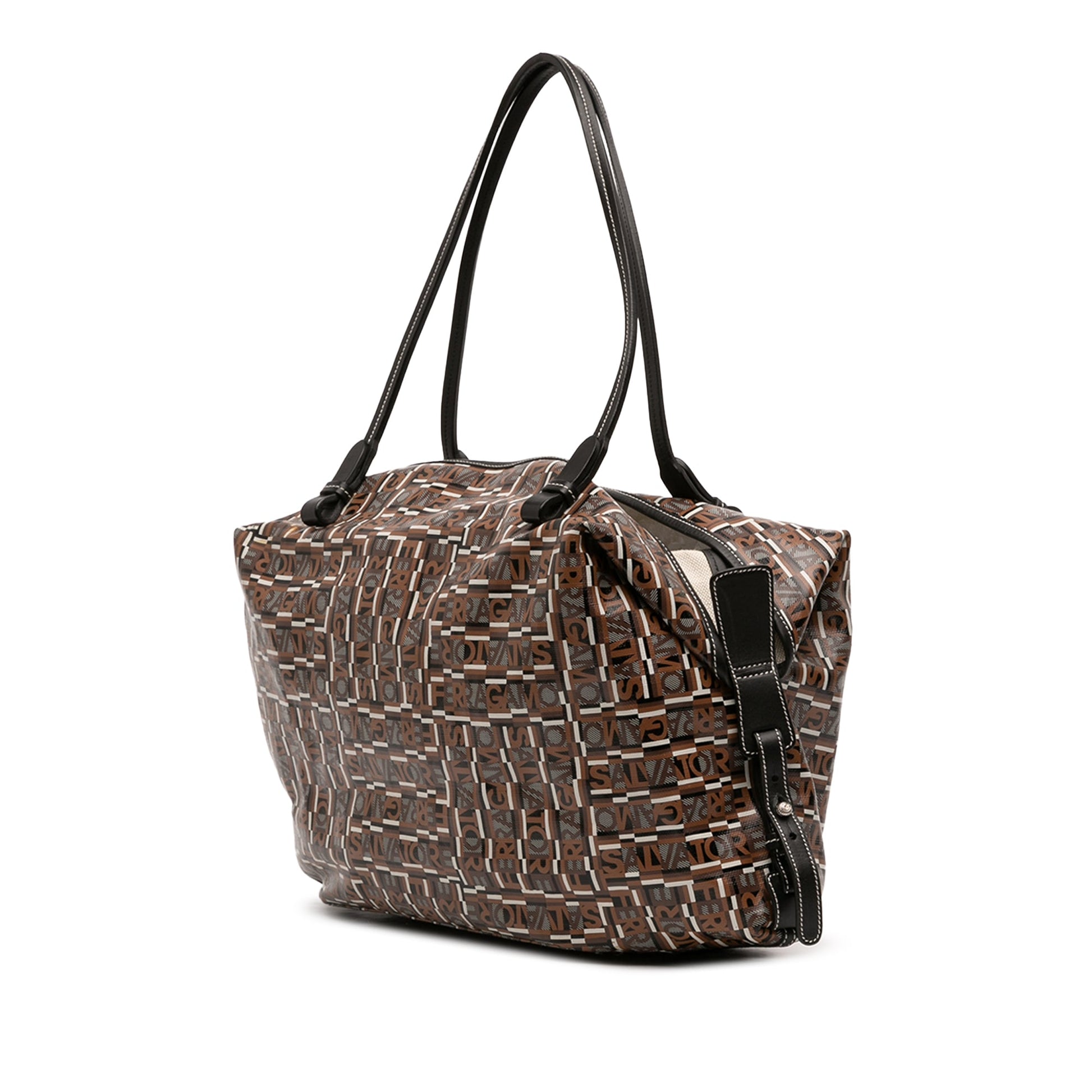 Ferragamo Gancini Coated Canvas Tote