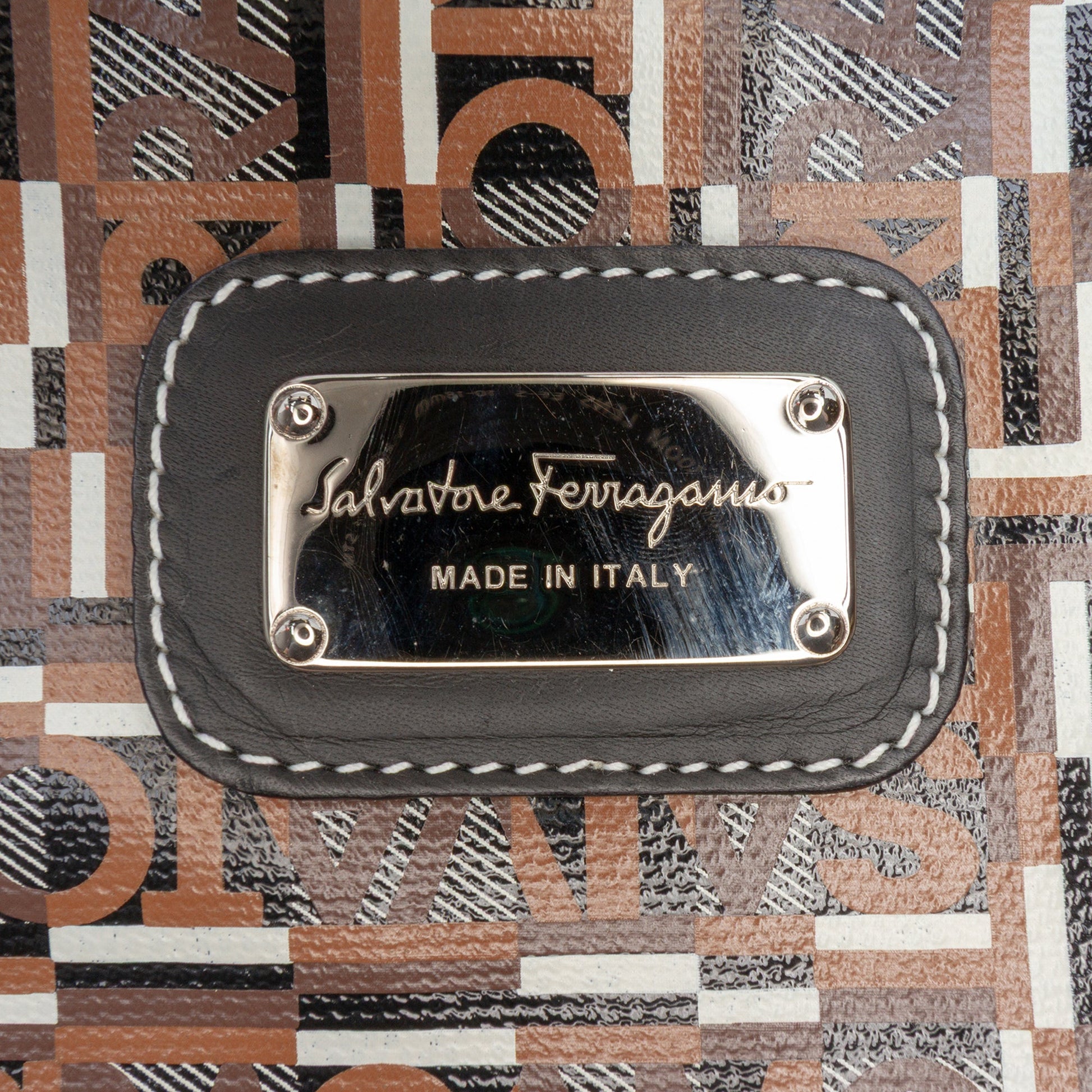 Ferragamo Gancini Coated Canvas Tote