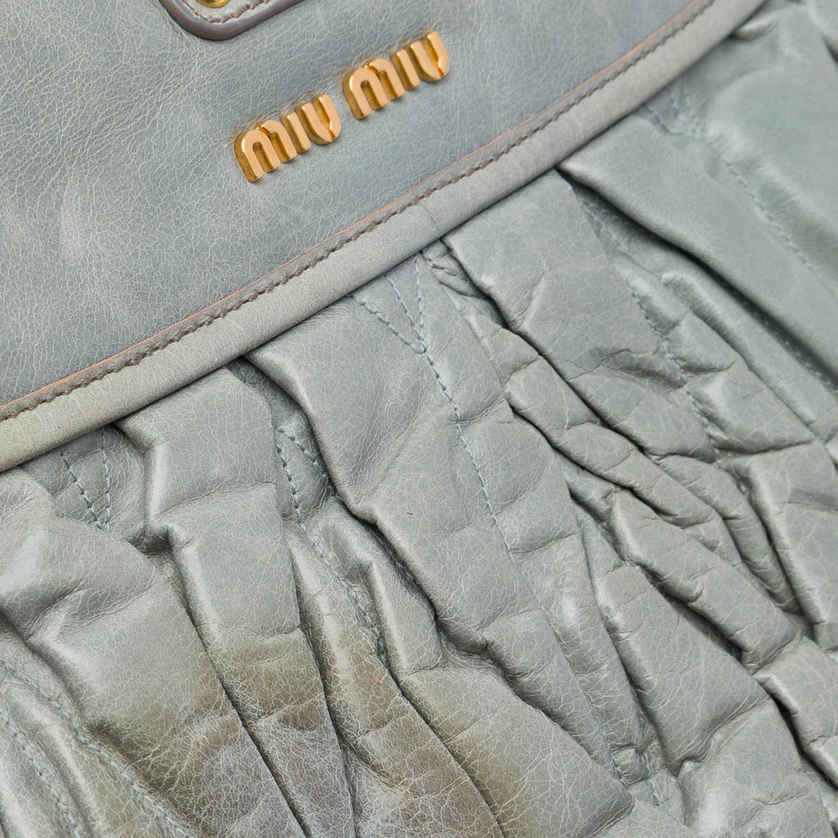 Miu Miu Matelasse Nappa Coffer Satchel — Gray