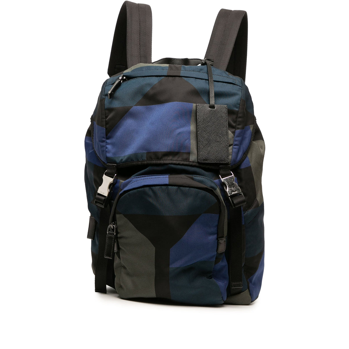 Prada Tessuto Geometric Backpack — Black
