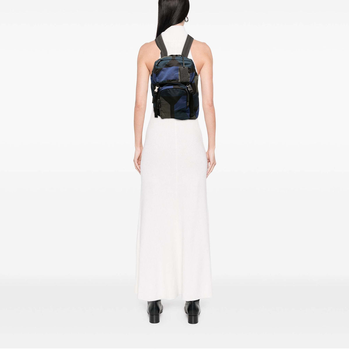 Prada Tessuto Geometric Backpack — Black