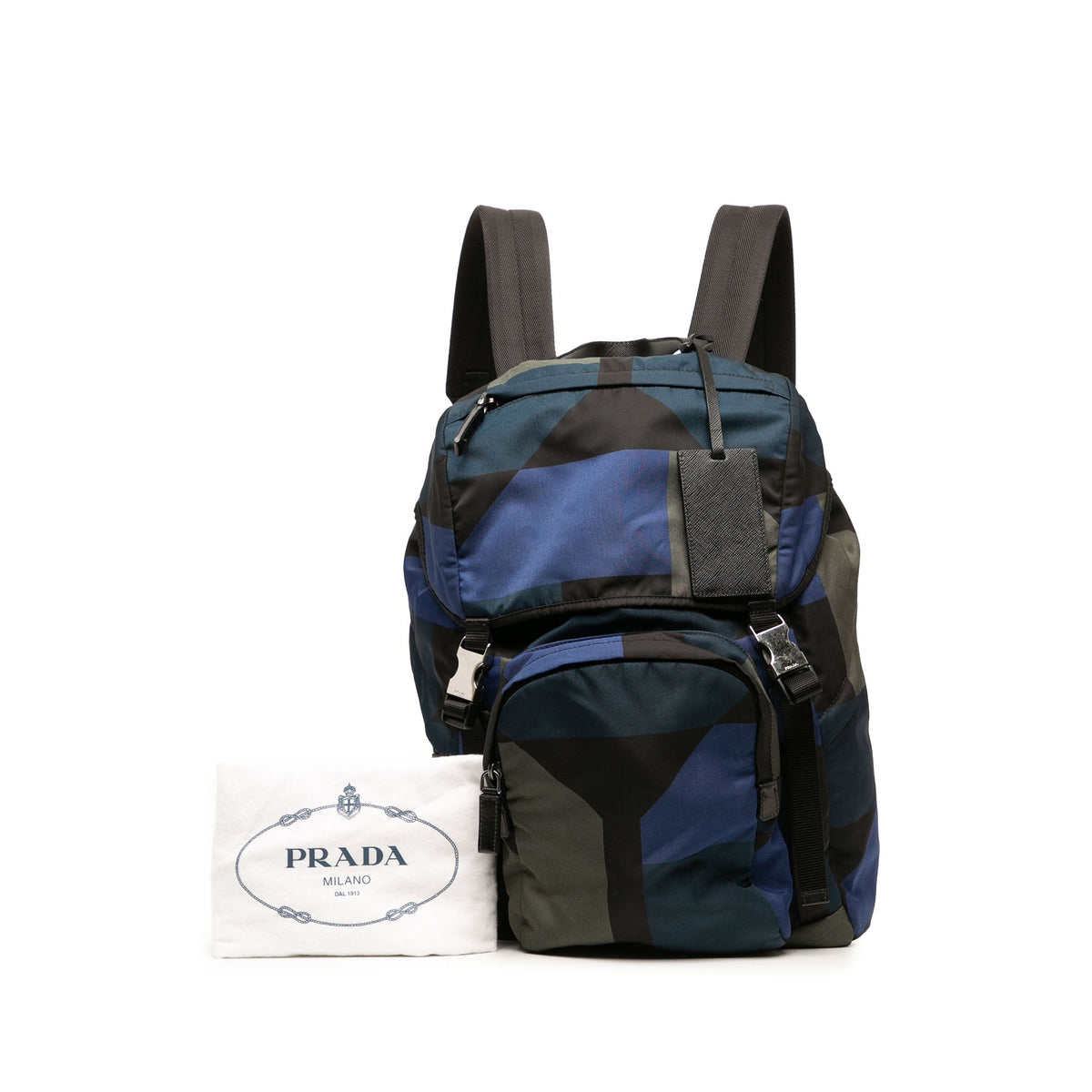 Prada Tessuto Geometric Backpack — Black