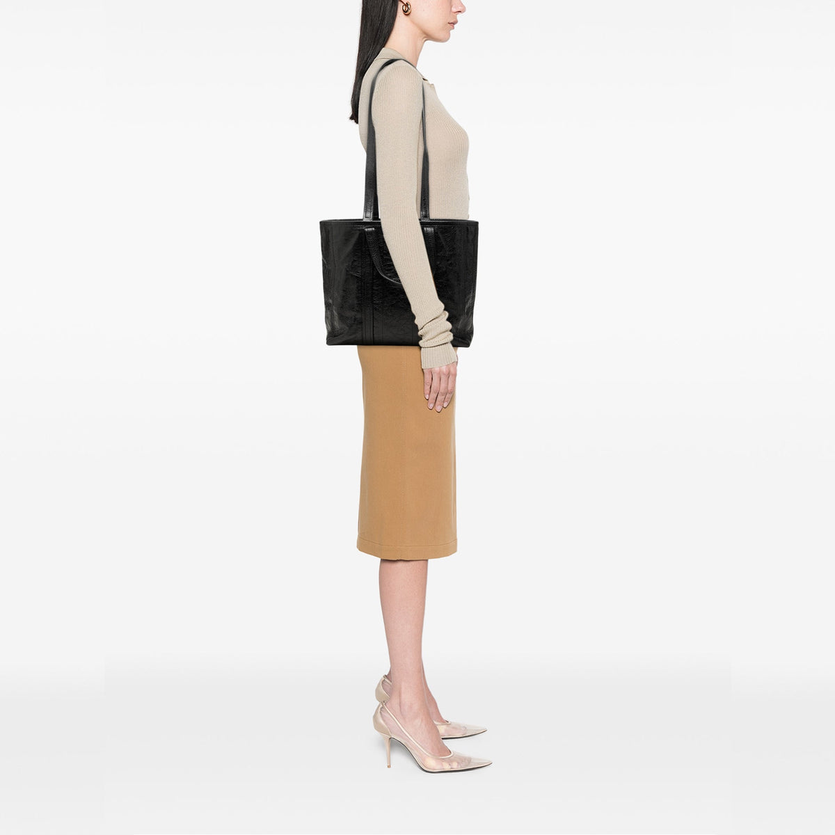 Balenciaga Medium Lambskin Barbes East West Shopper Tote