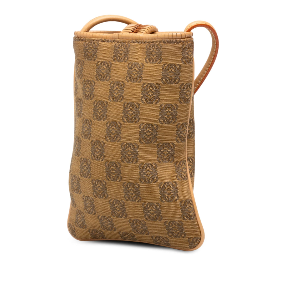 LOEWE Anagram Canvas Phone Pouch Crossbody — Brown
