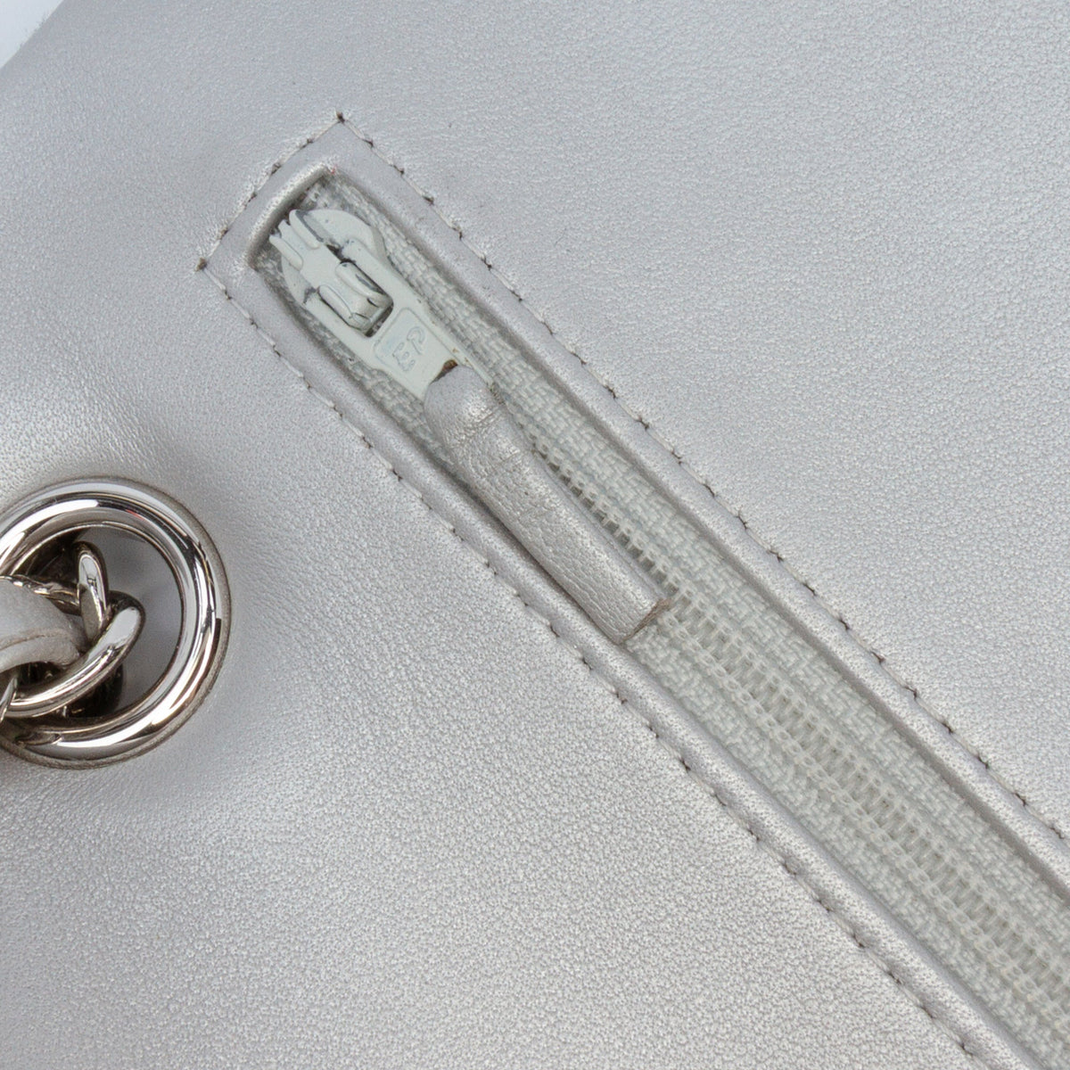 Chanel Medium Classic Quilted Tweed and Metallic Lambskin Double Flap — Silver