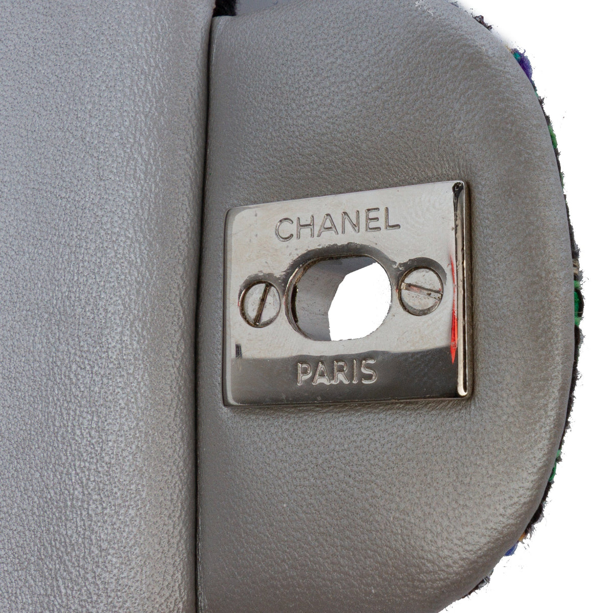 Chanel Medium Classic Quilted Tweed and Metallic Lambskin Double Flap — Silver