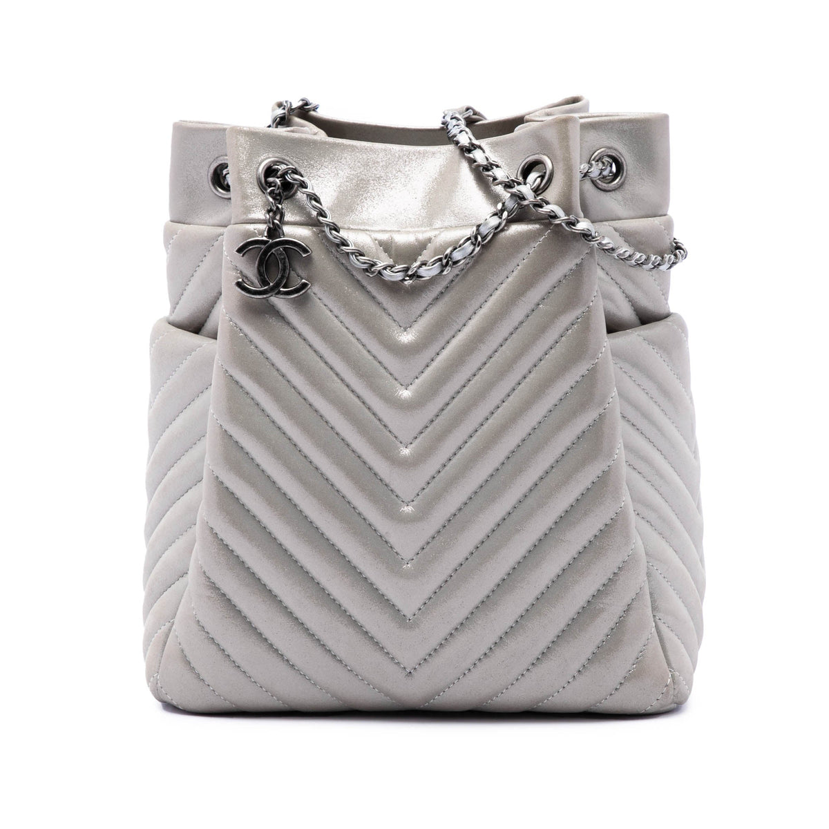 Chanel Small Chevron Iridescent Calfskin Urban Spirit Bucket Bag
