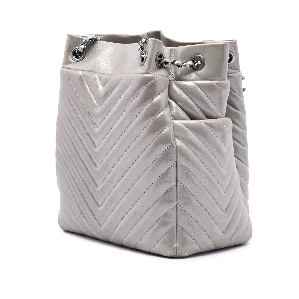 Chanel Small Chevron Iridescent Calfskin Urban Spirit Bucket Bag