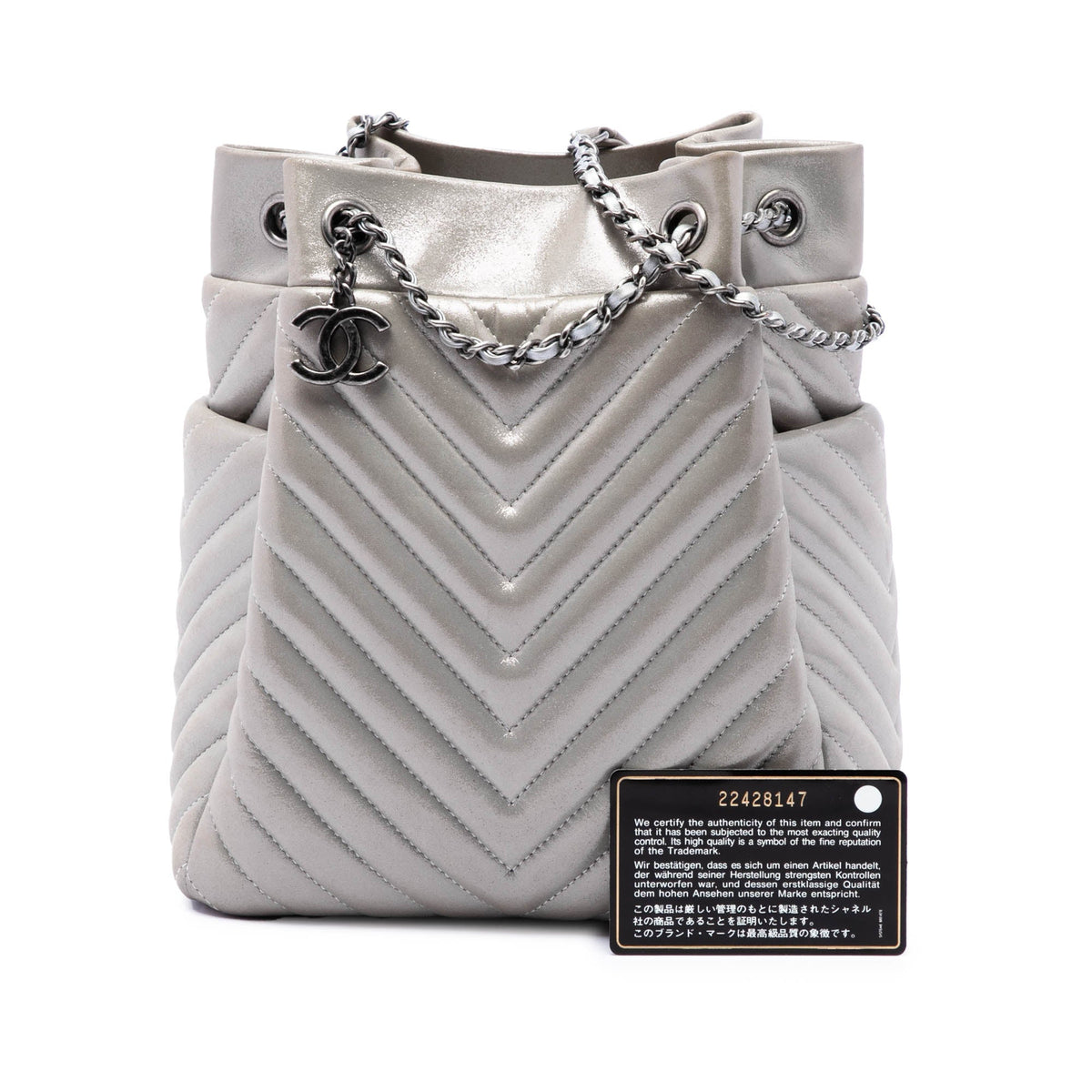 Chanel Small Chevron Iridescent Calfskin Urban Spirit Bucket Bag