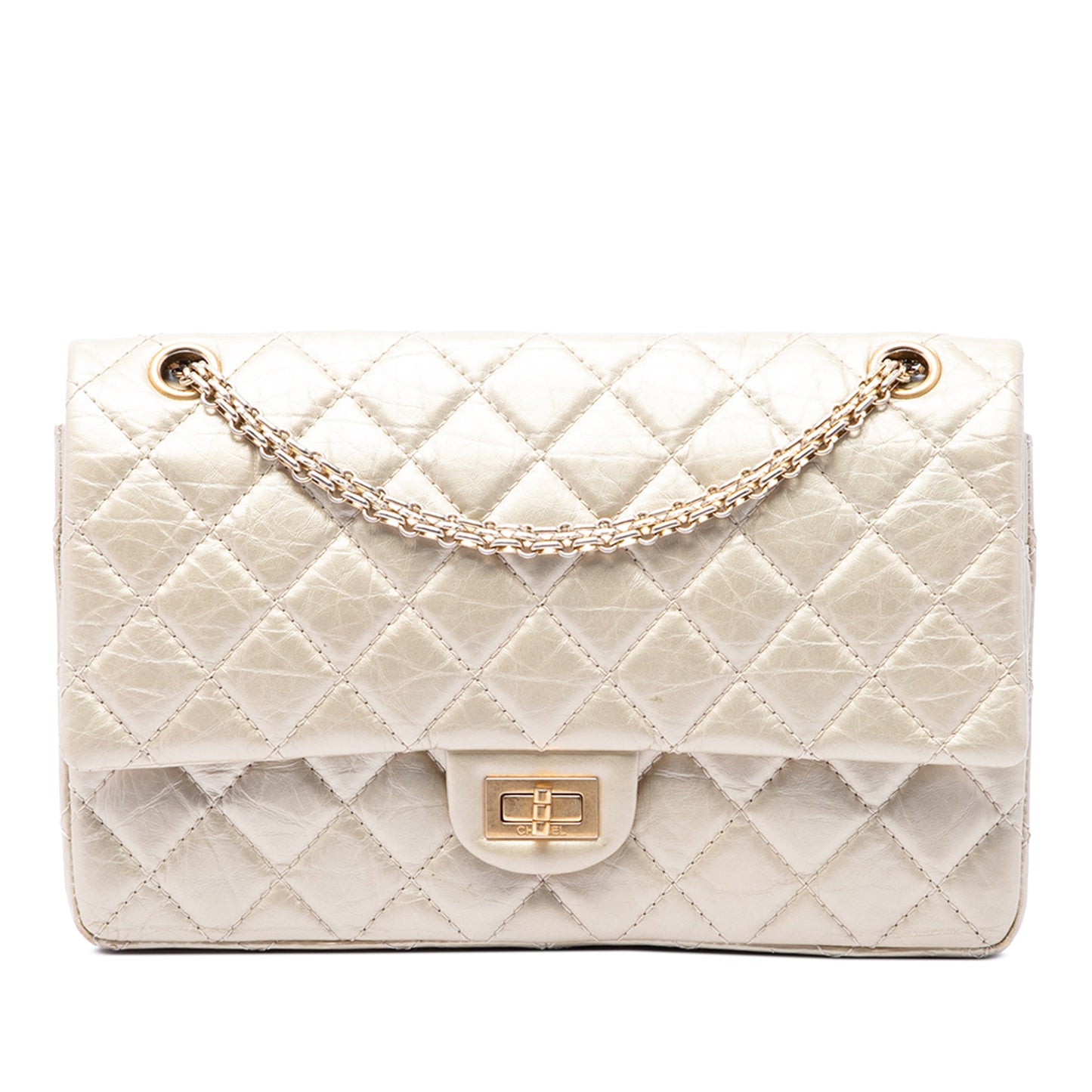 Chanel Quilted Metallic Aged Calfskin Reissue 2.55 Double Flap 226
