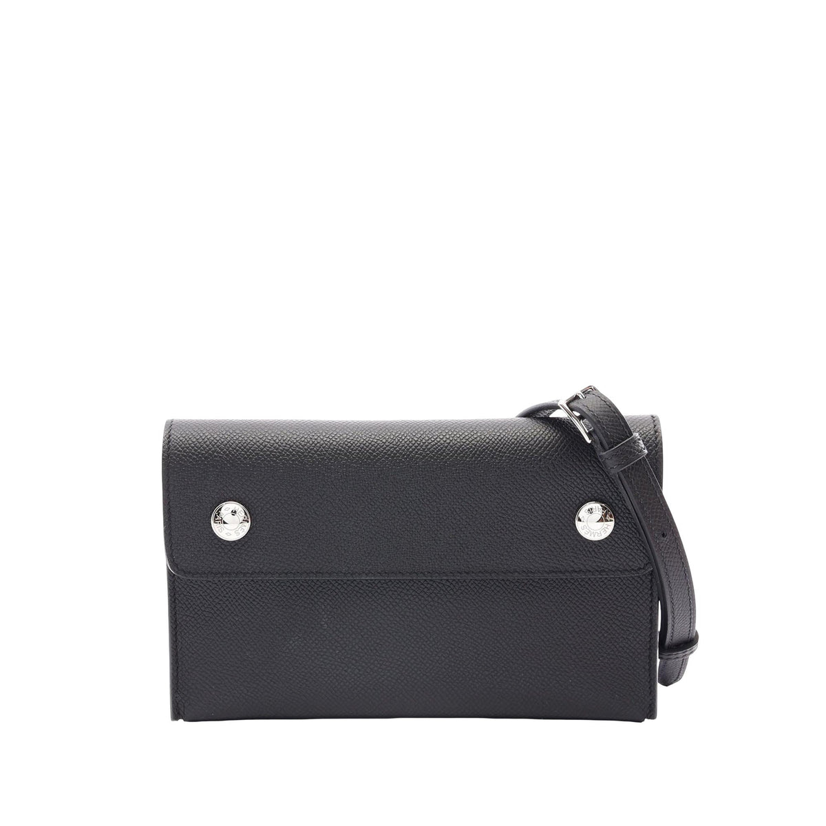 Hermès Epsom Hermesnap Wallet On Strap — Black