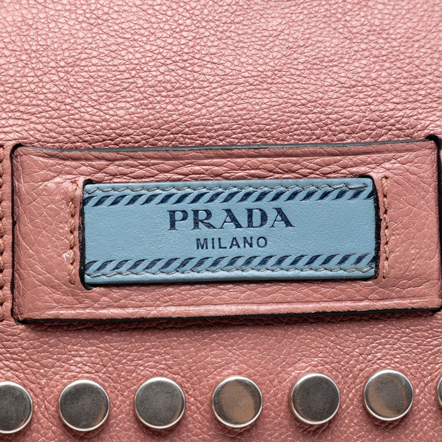 Prada Glace Calfskin Studded Etiquette Flap