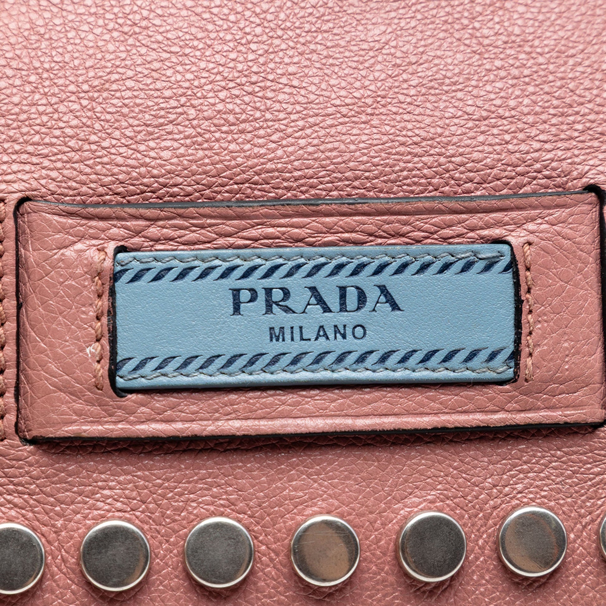 Prada Glace Calfskin Studded Etiquette Flap