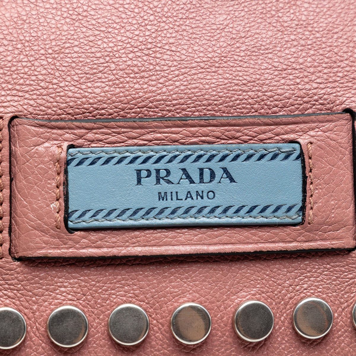 Prada Glace Calfskin Studded Etiquette Flap