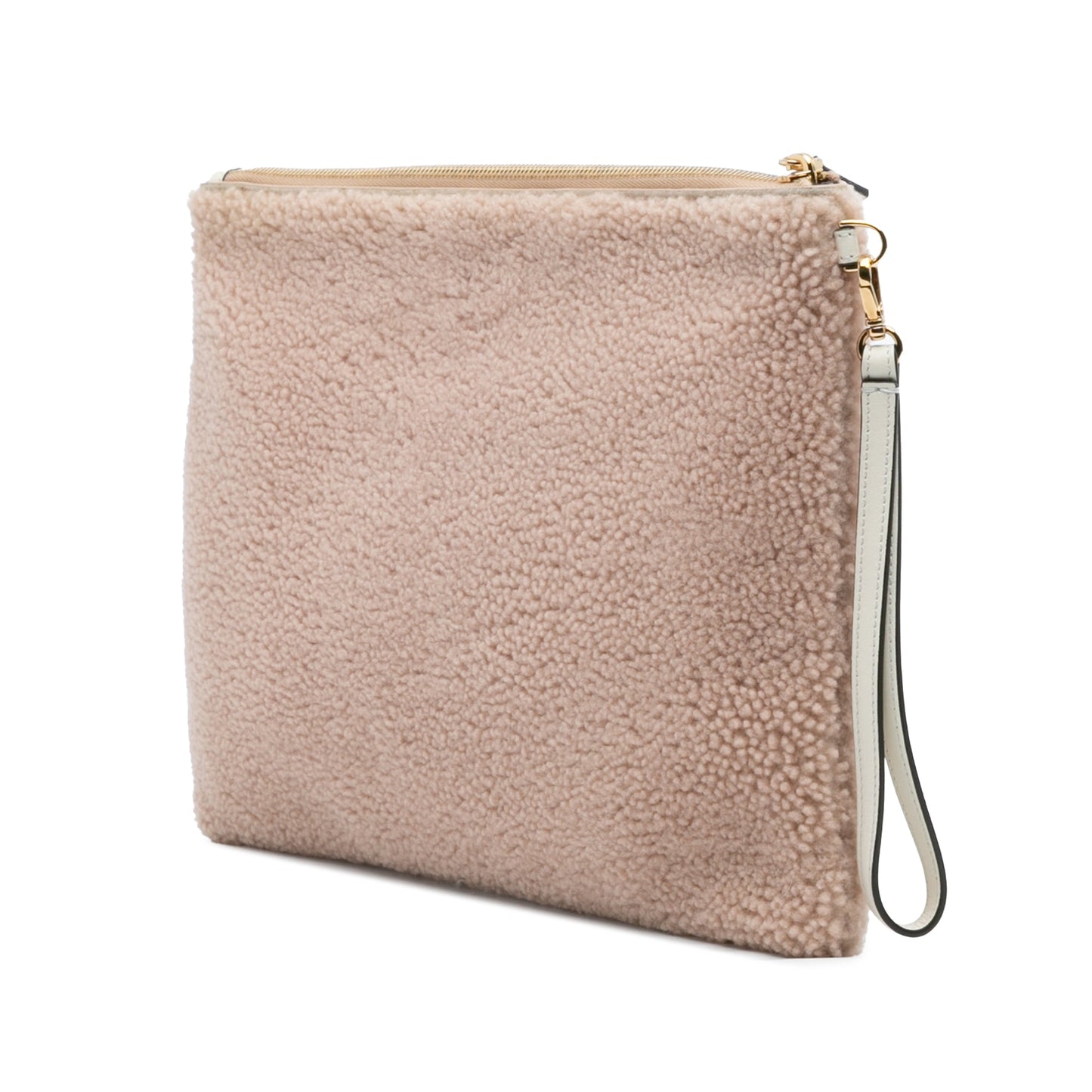 Fendi Shearling Logo Flat Pouch