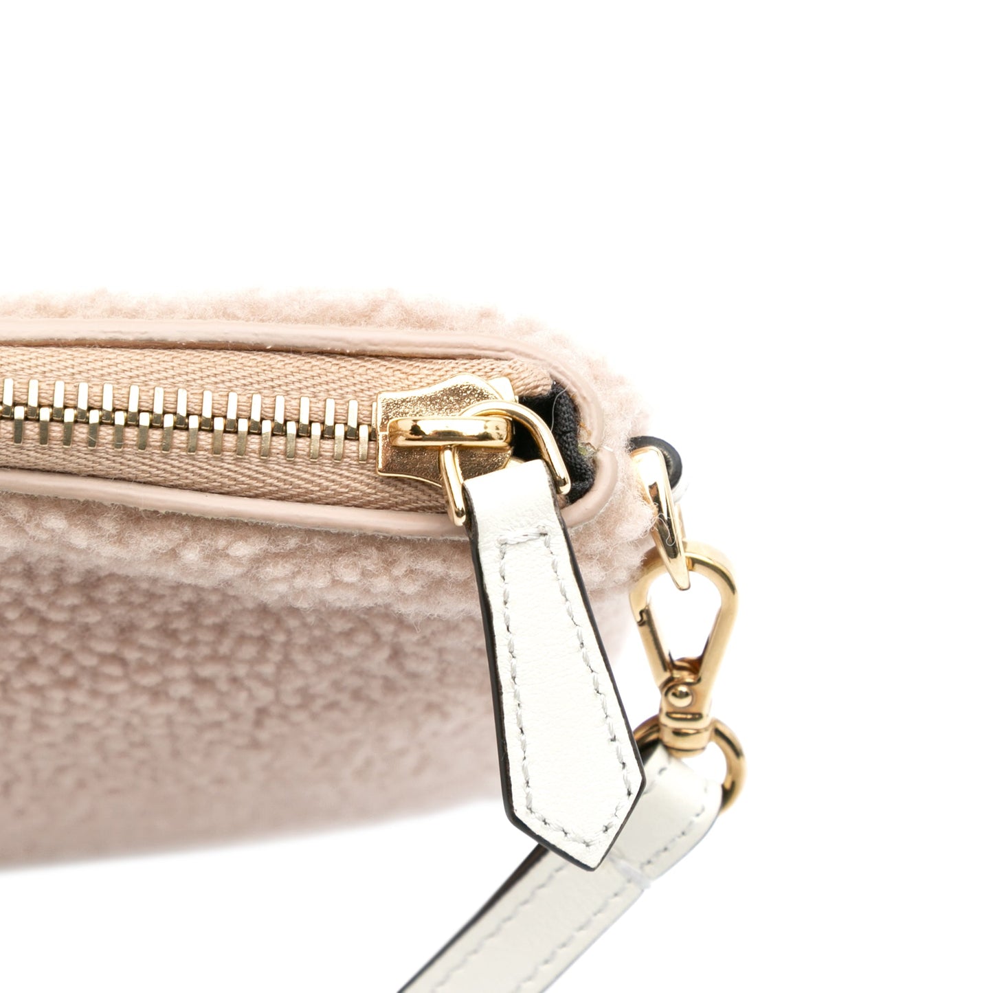 Fendi Shearling Logo Flat Pouch