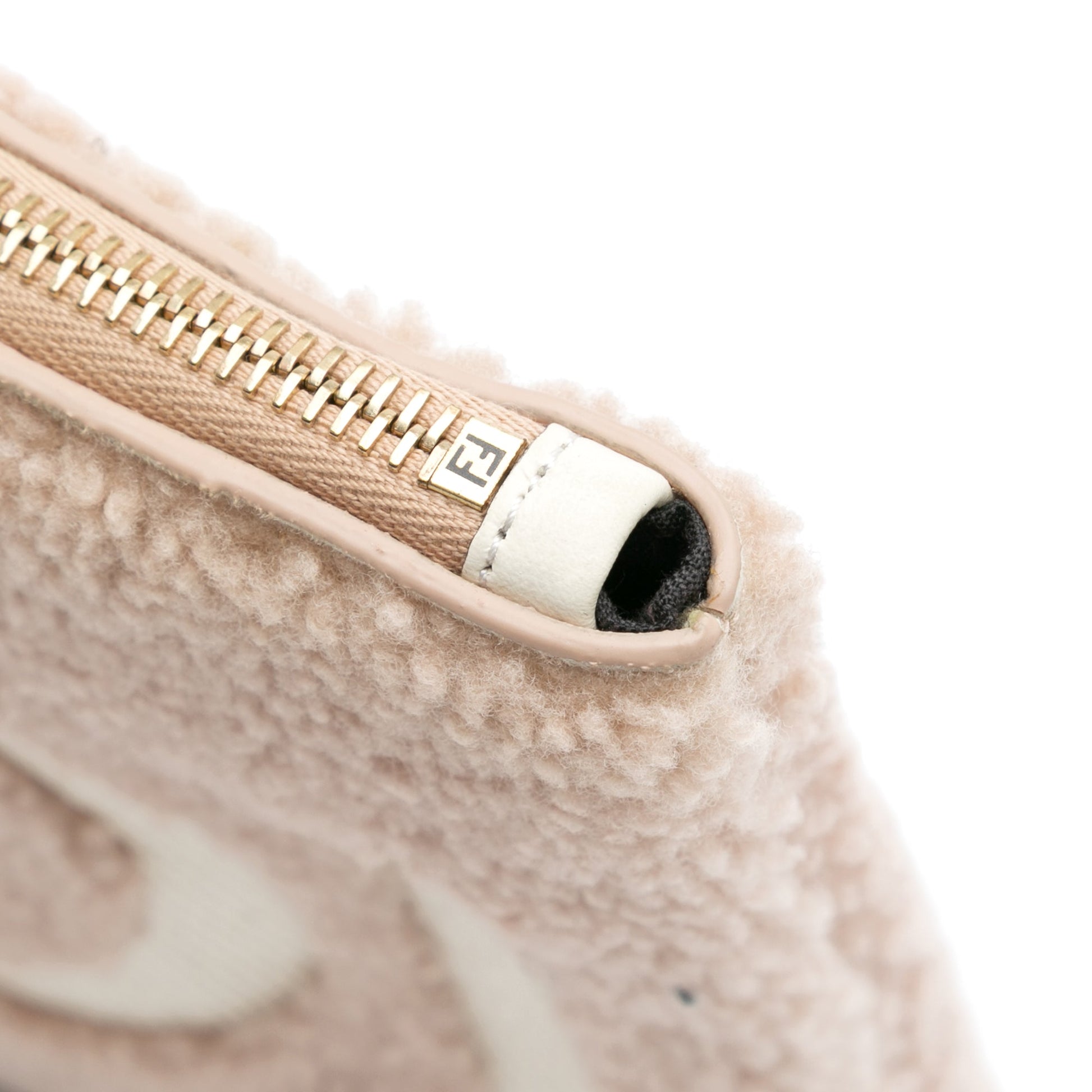 Fendi Shearling Logo Flat Pouch